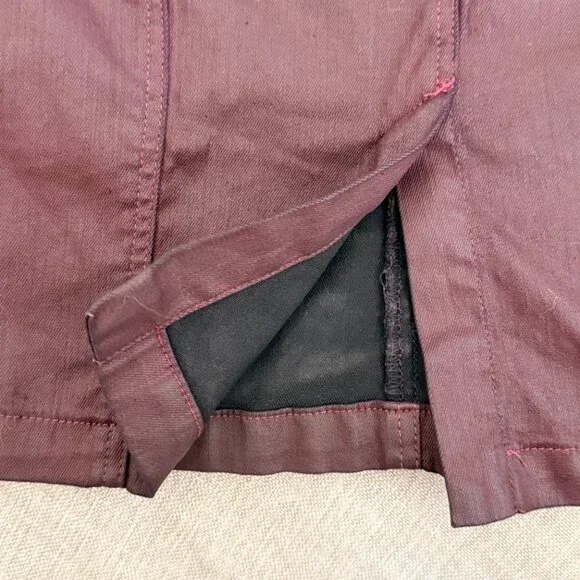7 for all mankind waxed denim pencil skirt (burgundy - size 28) - Picture 3 of 8